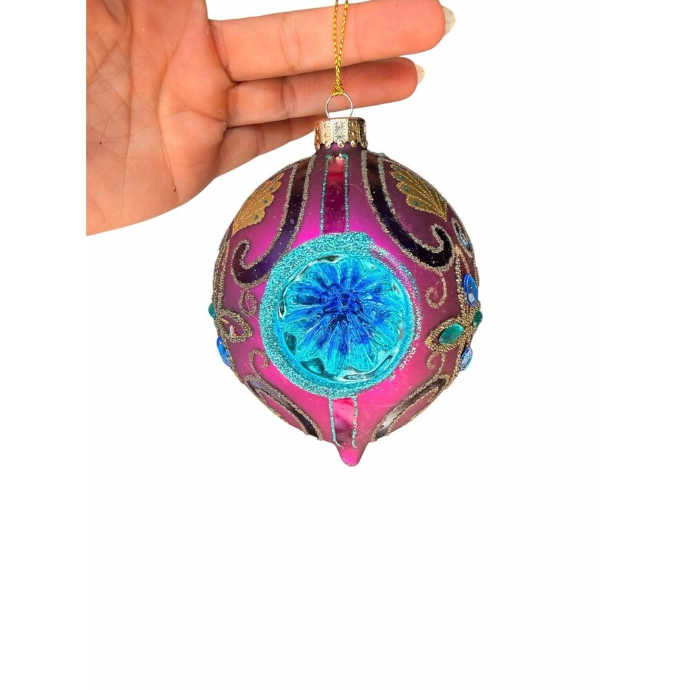 Macy’s Holiday Lane vibrant colorful Peacock Christmas ornament ball